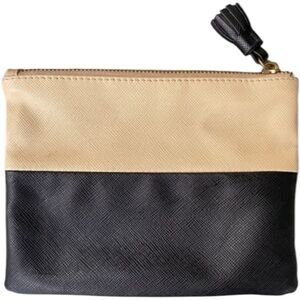 Tan + Black Colorblock Clutch Toss Designs Bag W/ Tassel NWOT